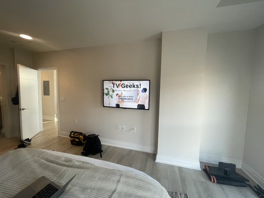 50” LG TV Mounted with Wire Concealment - We wanted to mount 50” LG TV in bedroom with wires hidden. 50” LG TV Mounted with Wire Concealment - We wanted to mount 50” LG TV in bedroom with wires hidden.