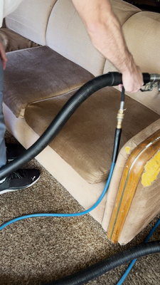 Westwood furniture and rug - This client had furniture and rugs that hadn't been cleaned in decades. The couches mostly had a lot of cat hair and older food stains that I feared wouldn't come out. Thankfully, they came out much better than I expected. Our four-step process helps maximize visual improvement and ensure stains don't reappear after the cleaning.