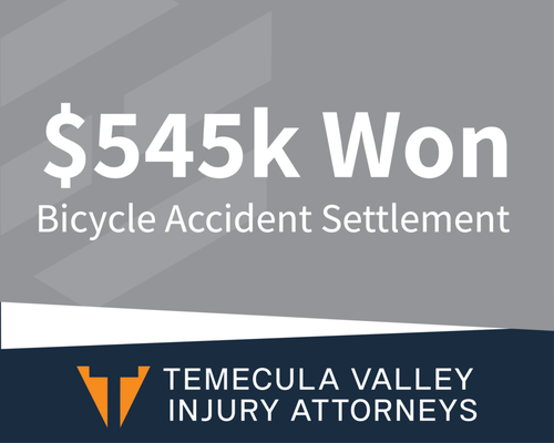 Bicycle Accident - $545,000 - Our client was riding his bicycle at night. Unfortunately, a tree had fallen from a neighboring property into the bike lane in which he was riding. Our client ran into the tree and sustained severe injuries. Liability was contested. However, Defendant’s insurance carrier, Interinsurance Exchange of the Automobile Club (AAA), decided to settle the case during litigation. Bicycle Accident - $545,000 - Our client was riding his bicycle at night. Unfortunately, a tree had fallen from a neighboring property into the bike lane in which he was riding. Our client ran into the tree and sustained severe injuries. Liability was contested. However, Defendant’s insurance carrier, Interinsurance Exchange of the Automobile Club (AAA), decided to settle the case during litigation.