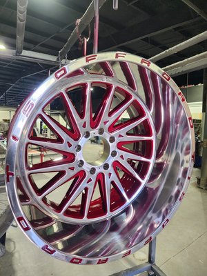 2 Toned Wheels - Your envision is our challenge, a set of TIS wheels with a polished face and powder coated step spokes and back space came out beautifully. There is no project we are not willing to take on, no matter how challenging