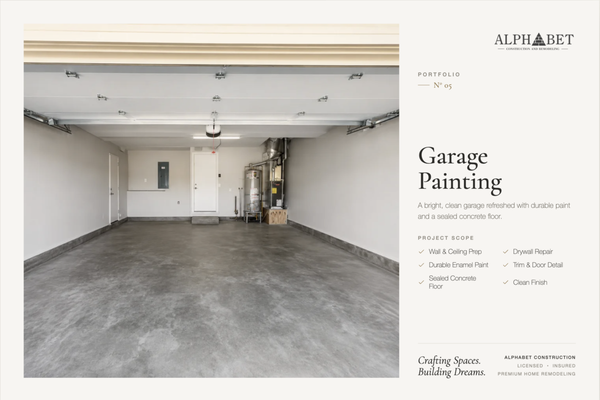 Garage painting project - Before/after of this project is huge difference. Drywall repair was done, some plywoods were replaced. Clients were really happy with the results