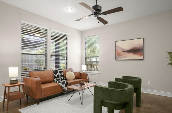 Travis Heights Modern - A thoughtfully staged Travis Heights condo featuring warm, modern furnishings and inviting details that highlight the home’s character, functionality, and connection to Austin living.