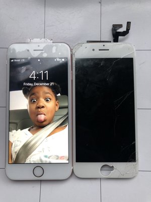 iPhone screen repair - This remodel was done in an old iPhone 11 that was in bad shape. The rest of the frame is still in tact but the screen was demolished and cause cuts on customers hands. We cleaned and repaired the device with a brand new screen protector and case