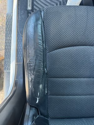 Automotive Seat Repair - Repair upholstery on side bolster Automotive Seat Repair - Repair upholstery on side bolster