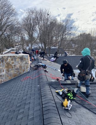 new roof installations - strips whole house and replaced new plywood whole house and installed 6 ft ice and water and then whole house paper and installed metal all around house and installed new roof and lastly installed house vent and for last el chaps
