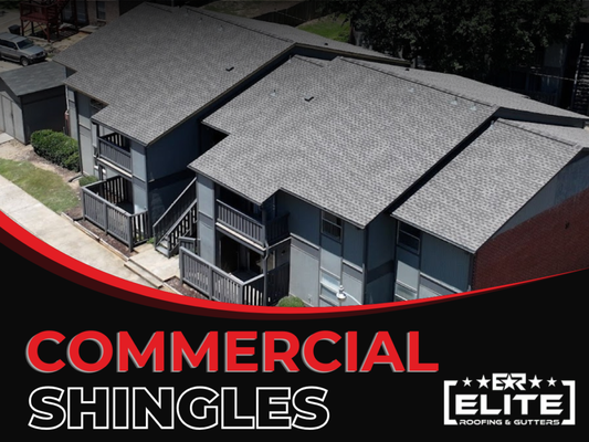 Commercial Shingles - Elite Roofing & Gutters provides professional commercial shingle roofing services designed to deliver long-lasting durability, weather protection, and a clean, professional appearance for commercial properties. Our experienced roofing team installs and repairs high-quality commercial shingle roofing systems for office buildings, retail spaces, multi-family properties, churches, mixed-use developments, and other commercial structures using durable materials and proven installation methods built for long-term performance.

We understand that commercial property owners need roofing solutions that are reliable, cost-effective, and capable of handling harsh weather conditions while maintaining curb appeal and property value. That is why we work closely with property managers, business owners, and developers to provide customized commercial shingle roofing solutions tailored to the specific needs of each property. Whether you need a complete roof replacement, roof repairs, storm damage restoration, or preventative maintenance, our team delivers dependable workmanship and honest communication throughout every stage of the project.

Our commercial shingle roofing services include detailed roof inspections, tear-offs, leak repairs, storm damage assessments, and complete roofing system upgrades designed to improve protection, energy efficiency, and overall roof lifespan. Elite Roofing & Gutters uses high-quality roofing materials designed to resist wind, rain, and long-term weather exposure while providing a polished and attractive finish that enhances the appearance of your commercial property.

We are committed to helping businesses protect their investment with durable roofing systems, responsive service, and trusted commercial roofing expertise backed by professionalism, reliability, and exceptional craftsmanship. Whether your property requires minor roofing repairs or a full commercial shingle roof installation, Elite Roofing & Gutters delivers dependable solutions designed for long-term performance and peace of mind.