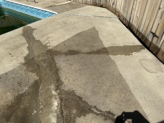 Finished up around a pool area, back of home around the entertainment area and the bottom brick around there detached garage. - This was the first step for this customer to make her back yard feel more at home and safe for her family and friends to come spend time outside in a nice clean area without slipping hazards from a build up of algae and mold.