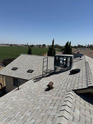 Reroof- Preferred- Oyster Shell - New Roof, Preferred Package, Ridge Vent, Solar Attic Fan, Color Oyster Shell Cool Roof Shingles, New Vents, Metals, & Pipes.50 year materials warranty & 10 years workmanship warranty.