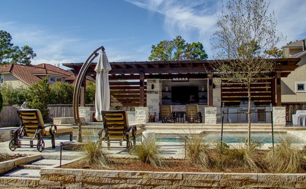 Complete Backyard Design + Build - Complete Backyard Design + Build - Custom-Built Pool/Spa, Covered Pergola with Outdoor Kitchen, Lanai Fireplace and Living Areas, Decking, Landscaping, Irrigation, Drainage, Lighting, Hardscape Complete Backyard Design + Build - Complete Backyard Design + Build - Custom-Built Pool/Spa, Covered Pergola with Outdoor Kitchen, Lanai Fireplace and Living Areas, Decking, Landscaping, Irrigation, Drainage, Lighting, Hardscape