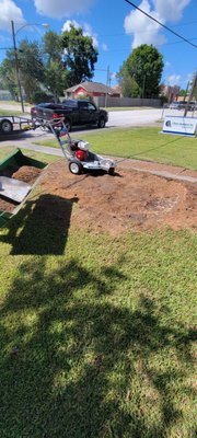 Stump Grinding - We had the opportunity to finish grinding out this stump for our customer. Let us help you with your stump problems! Stump Grinding - We had the opportunity to finish grinding out this stump for our customer. Let us help you with your stump problems!