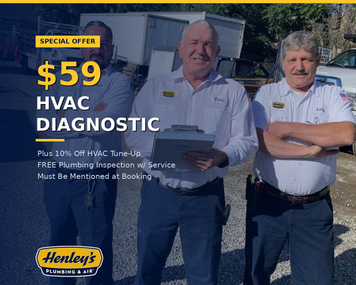 $59 HVAC Diagnostic Fee - $59
HVAC Diagnostic Fee
*Coupons & specials offers cannot be combined with other offers. Valid on standard pricing only. Limit one offer per household. Must be presented prior to starting the job. Must be mentioned at the time of booking job. $59 HVAC Diagnostic Fee - $59
HVAC Diagnostic Fee
*Coupons & specials offers cannot be combined with other offers. Valid on standard pricing only. Limit one offer per household. Must be presented prior to starting the job. Must be mentioned at the time of booking job.