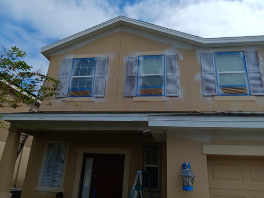 Exterior painting project - exterior painting .
pressure washer 
preparation 
paint primer 
paint finished.