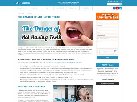 ADHP - 15 years Digital Marketing - We have worked with ADHP for over 15 years now! They are a dental office with a focus on dental implants. We have generated millions in revenue for them and thousands of new patients. We handle their website and digital marketing. ADHP - 15 years Digital Marketing - We have worked with ADHP for over 15 years now! They are a dental office with a focus on dental implants. We have generated millions in revenue for them and thousands of new patients. We handle their website and digital marketing.