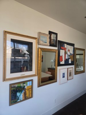 Gallery Wall Coordination: - Gallery Wall Coordination: Custom layout and installation for multi-piece displays. #GalleryWall #ArtHandler