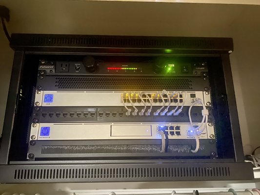 Home Network/Security Cams Install - Installed this network rack in a hall closet. Installed a camera door bell, 3 exterior cameras and 2 interior cameras. It came out very clean! Home Network/Security Cams Install - Installed this network rack in a hall closet. Installed a camera door bell, 3 exterior cameras and 2 interior cameras. It came out very clean!