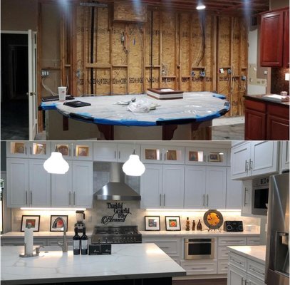 Mold Remediation and Repairs - This Kitchen suffered water damage that suffered secondary damages such as mold, we assisted the customer with filing an Insurance Claim with their homeowners insurance and were able to remove the mold with testing verification and repair the kitchen better than what it looked like before all with customers selections