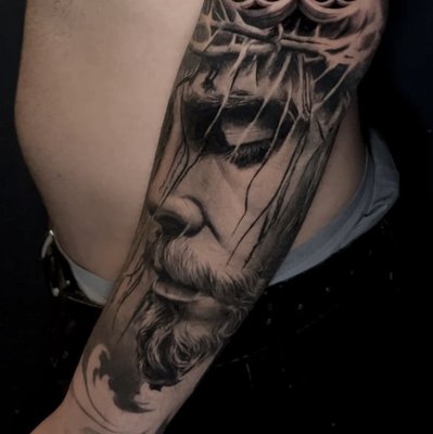 Black & Grey + Color work samples - A collection of our recent work including black & grey realism, color portraits, and fine line tattoos