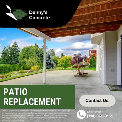 Patio Replacement - Need Patio Concrete? Request A Free Estimate today! Patio Replacement - Need Patio Concrete? Request A Free Estimate today!
