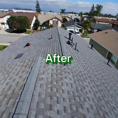 Roof Replacement: Clay Tile to Asphalt Shingles - This client had a clay roof that was suffering from a severe leak and interior damage caused by an extermination company. Our team made a complete transformation happen by fixing the leak and installing a brand-new asphalt shingle roofing system.