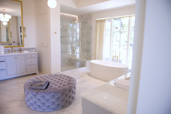 Full bathroom tile installation - shower, tub surround, floor, walls, backsplash - This was a high-end full bathroom tile installation on a custom home in Westlake Hills