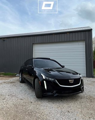 Full Ceramic Tint Cadillac CT5 - This customers car was fresh off the lot and was in need of tint asap! With these hot summer days around the corner he asked about our ceramic films and was interested if it actually worked. We showed him our heat demo box so he could feel the heat difference in our 3 films. Once he felt ceramic we had him booked for a full ceramic tint job getting 85% IR heat rejection!