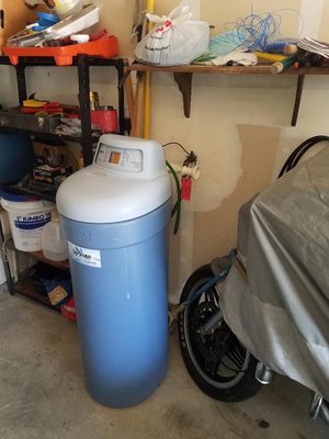Upgraded system from big box store to 32,000 Grain Commercial Grade Water Softener-installed - Our 32,000 Grain Softener is installed at our existing customers home located in central Vegas. This system offers softened water 24/7 throughout the home. The system absorbs hard water for more enjoyable water for appliances, clothes, showers, faucets and softer skin. The old system was just a standard residential unit and only lasted a few years. The customer upgraded since our water is so hard to a commercial grade softener that will last about 20-25 yrs. Upgraded system from big box store to 32,000 Grain Commercial Grade Water Softener-installed - Our 32,000 Grain Softener is installed at our existing customers home located in central Vegas. This system offers softened water 24/7 throughout the home. The system absorbs hard water for more enjoyable water for appliances, clothes, showers, faucets and softer skin. The old system was just a standard residential unit and only lasted a few years. The customer upgraded since our water is so hard to a commercial grade softener that will last about 20-25 yrs.