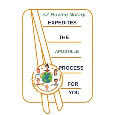 Apostille - If you need to use your US notarized document overseas you will have to go through the Arizona Secretary of State's Apostille office to get your document either apostilled or authenticated.  Currently appointments are limited and mailing of your documents could take more than 10 business days.  Let AZ Roving Notary expedite the process for you and be assured that the process is done correctly the first time.  And if you need the document notarized - we can come to your location and complete the notarization the traditional "wet" signing method or use the newly approved Ipen - in person electronic notarization.  Or, if you are located outside Arizona or anywhere in the world, our notaries are commissioned remote online notaries and can streamline the online notarization process for you.
