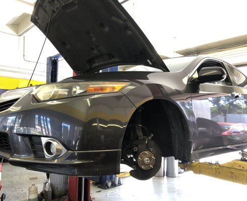 🚘 Brake Service - Customer states there was a steering wheel vibration when applying the brakes. The front brake rotors were worn out and the brake pads were down to the break wear bar. We replaced new front brake pads and front brake disc rotors which resolved the problem. 🚘 Brake Service - Customer states there was a steering wheel vibration when applying the brakes. The front brake rotors were worn out and the brake pads were down to the break wear bar. We replaced new front brake pads and front brake disc rotors which resolved the problem.