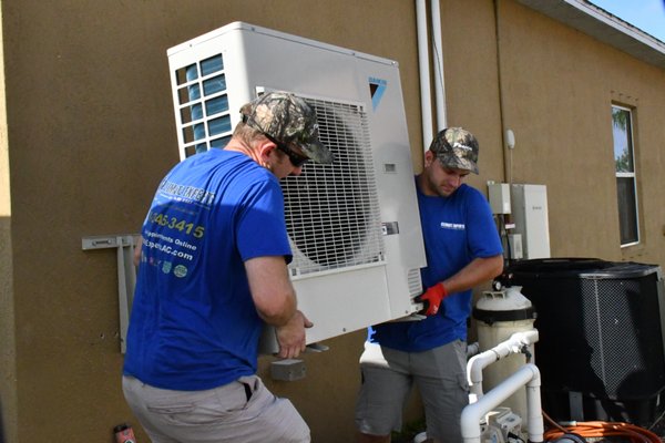NEW Variable Speed AC Installation & Wall Mount - On this project we installed a new DAIKIN FIT high efficiency inverter AC unit. We installed the unit on a wall bracket above the customers pool equipment. This made it possible for the customer to save space in his yard and protect the unit from getting damaged from sprinklers and lawn equipment. The new AC unit is extremely quiet and with it's inverter technology it is able to dehumidify the home extremely well for the ultimate comfort. This unit comes with a 12 year warranty, the longest in the industry! NEW Variable Speed AC Installation & Wall Mount - On this project we installed a new DAIKIN FIT high efficiency inverter AC unit. We installed the unit on a wall bracket above the customers pool equipment. This made it possible for the customer to save space in his yard and protect the unit from getting damaged from sprinklers and lawn equipment. The new AC unit is extremely quiet and with it's inverter technology it is able to dehumidify the home extremely well for the ultimate comfort. This unit comes with a 12 year warranty, the longest in the industry!