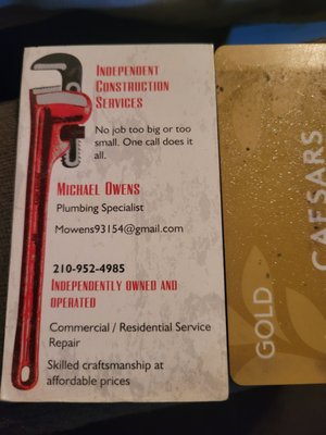 About Us/Business Card - We have over 17 years of experience and our equipped to handle all of your plumbing needs! Call us for a quote today and a list of services we offer are on the back of the card!