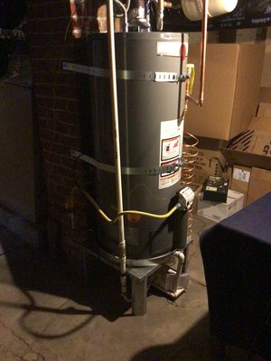 Water heater - Basement water heater installation. Old unit was bare bones so we brought the new unit up to code! Water heater - Basement water heater installation. Old unit was bare bones so we brought the new unit up to code!