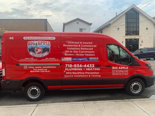 BIG APPLE INSTALLATIONS; PLUMBING & HEATING - If you see these vans, it means we're working hard on helping our customers with whatever plumbing, heating or gas issue they may be facing. BIG APPLE INSTALLATIONS; PLUMBING & HEATING - If you see these vans, it means we're working hard on helping our customers with whatever plumbing, heating or gas issue they may be facing.