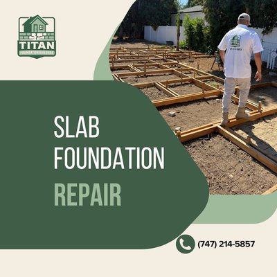 Slab Foundation Repair - Titan Foundation Builders is a trusted construction and repair company based in Reseda, CA, dedicated to providing high-quality, reliable solutions for homeowners and businesses alike. With years of experience in the industry, our team specializes in foundation repair, moisture control, and earthquake preparedness, ensuring the safety, stability, and longevity of your property.

Foundation issues can be stressful and potentially dangerous if left unaddressed. At Titan Foundation Builders, we understand the importance of a strong, stable foundation and take pride in offering comprehensive services to address cracks, uneven floors, sinking foundations, and other structural concerns. Our experts carefully assess each situation and provide tailored solutions that meet your specific needs, using the latest techniques and high-quality materials.

In addition to foundation repair, we also tackle moisture problems that can cause long-term damage to your home. From basement leaks to water intrusion and humidity control, Titan Foundation Builders ensures your property remains dry, safe, and protected against potential mold and structural deterioration.

We also prioritize earthquake preparedness, offering solutions that strengthen your foundation and overall structure against seismic activity. Our team can reinforce existing foundations, install support systems, and provide guidance on preventive measures, giving you peace of mind in an area prone to earthquakes.

Customer satisfaction is at the core of everything we do. We work closely with each client, providing transparent communication, detailed estimates, and professional service from start to finish. Our goal is to deliver not just repairs, but long-term solutions that safeguard your investment and enhance the value of your property.

Whether you are experiencing foundation cracks, uneven floors, moisture issues, or want to prepare your home for seismic events, Titan Foundation Builders is here to provide dependable, expert service. We combine technical expertise, years of experience, and a commitment to excellence to ensure every project is completed safely, efficiently, and to the highest standards.

Choose Titan Foundation Builders in Reseda, CA for trusted foundation repair, moisture control, and earthquake preparedness. Experience the peace of mind that comes from knowing your property is in the hands of professionals who care about quality, safety, and long-lasting results.