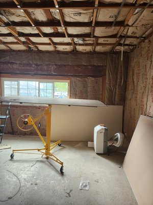 Drywall installation - this was just another step in a garage conversion 

Drywall installation!