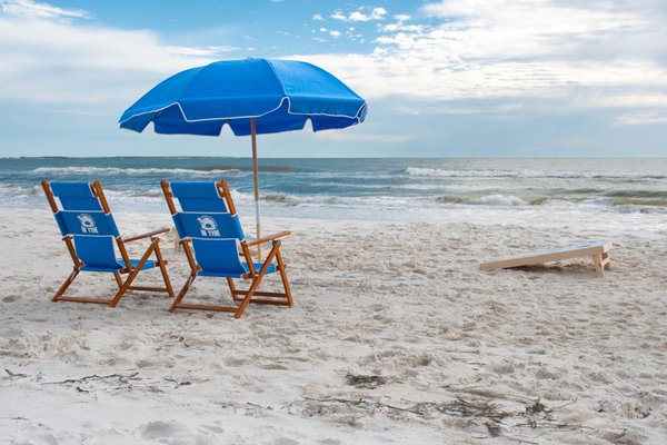 Resort Style Chairs & Umbrellas - This beach vacation just got a whole lot more relaxing.
We’ll set up your sandy space with Resort-Style Beach Chairs and Umbrellas, so you can spend more time enjoying what you deserve!

And at the end of the day, we’ll come by and take it down for you.