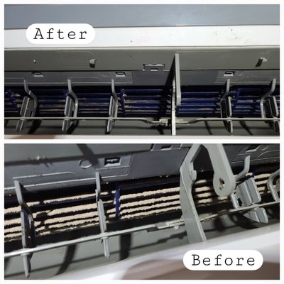 Cleaner Air Starts Here - Check Out This Before & After! - Check out this dramatic mini-split transformation! Our customer had a unit covered in dirt and grime, making it inefficient and unhealthy for their home. With our professional cleaning, we restored the system to peak performance. Now, it's running efficiently and circulating clean air once again. Don’t let a dirty system compromise your comfort and air quality—schedule your maintenance today and see the difference! Cleaner Air Starts Here - Check Out This Before & After! - Check out this dramatic mini-split transformation! Our customer had a unit covered in dirt and grime, making it inefficient and unhealthy for their home. With our professional cleaning, we restored the system to peak performance. Now, it's running efficiently and circulating clean air once again. Don’t let a dirty system compromise your comfort and air quality—schedule your maintenance today and see the difference!