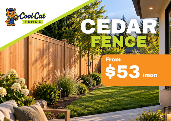 Cedar Fence - Cedar Fence as low as $53/mon