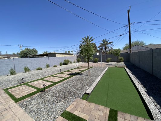 Turf Installation - Revamp your outdoor area with artificial turf installation. Say goodbye to mowing and watering and enjoy a vibrant, green lawn all year long. Our premium synthetic grass looks and feels just like real grass, making it perfect for backyards. Low- Maintenance and Eco- friendly, our artificial turf is the ideal solution for a beautiful-hassle free yard. Rely on our expert for high quality installation that will elevate your home's curb appeal while saving you time and money. Create your dream lawn today with Century West Landscaping!