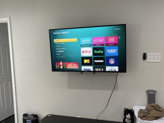 Hanging TVs - TV's mounting on wall. Sometimes a client wants the wires hidden in the wall, and some do not, we can provide both services/estimates for you. Hanging TVs - TV's mounting on wall. Sometimes a client wants the wires hidden in the wall, and some do not, we can provide both services/estimates for you.