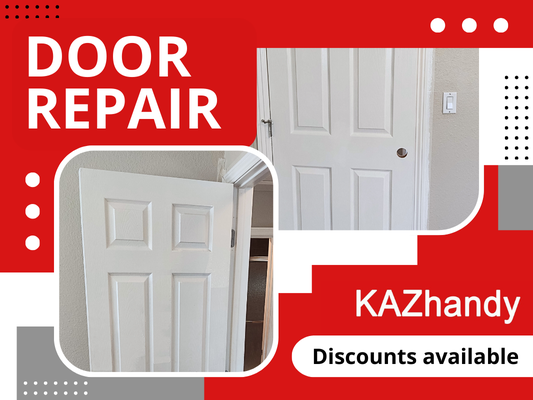 Door repair - When it comes to door repairs, we understand the inconvenience of squeaky hinges, misaligned frames, and damaged door components. Our expert team is here to resolve these issues promptly and efficiently, ensuring your doors function smoothly and securely.
At KAZhandy, we start by conducting a thorough assessment of your door's condition. Whether it's a sticky latch, a cracked door frame, or a door that won't close properly, our skilled technicians pinpoint the root cause of the problem. We then proceed with precision repairs using high-quality materials and proven techniques.
Our door repair process includes adjusting hinges, replacing worn-out hardware, fixing dents and scratches, and addressing any structural issues affecting the door's operation. We ensure seamless operation and enhanced security, restoring both functionality and aesthetic appeal to your doors.
Beyond repairs, KAZhandy offers comprehensive handyman services tailored to meet your specific needs. From minor electrical work to complete home renovations, we are dedicated to delivering superior craftsmanship and exceptional service.
Experience the difference with KAZhandy. Contact us today to schedule your consultation and let our professionals handle all your door repair needs with expertise and care. Your satisfaction is our priority, and we look forward to transforming your home with our reliable services. Door repair - When it comes to door repairs, we understand the inconvenience of squeaky hinges, misaligned frames, and damaged door components. Our expert team is here to resolve these issues promptly and efficiently, ensuring your doors function smoothly and securely.
At KAZhandy, we start by conducting a thorough assessment of your door's condition. Whether it's a sticky latch, a cracked door frame, or a door that won't close properly, our skilled technicians pinpoint the root cause of the problem. We then proceed with precision repairs using high-quality materials and proven techniques.
Our door repair process includes adjusting hinges, replacing worn-out hardware, fixing dents and scratches, and addressing any structural issues affecting the door's operation. We ensure seamless operation and enhanced security, restoring both functionality and aesthetic appeal to your doors.
Beyond repairs, KAZhandy offers comprehensive handyman services tailored to meet your specific needs. From minor electrical work to complete home renovations, we are dedicated to delivering superior craftsmanship and exceptional service.
Experience the difference with KAZhandy. Contact us today to schedule your consultation and let our professionals handle all your door repair needs with expertise and care. Your satisfaction is our priority, and we look forward to transforming your home with our reliable services.
