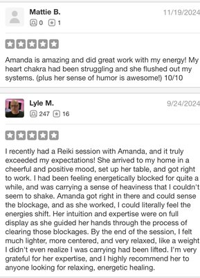 Testimonials - What people are saying about Reiki with Amanda!
