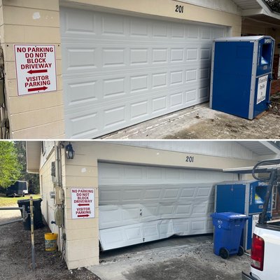 New garage door replacement of hit door. - Garage door replacement. Before and after photos. New garage door replacement of hit door and separate photo before and after upgrade of garage door. New garage door replacement of hit door. - Garage door replacement. Before and after photos. New garage door replacement of hit door and separate photo before and after upgrade of garage door.