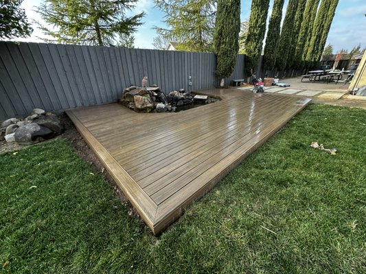 Trex Toasted Sand deck in Rocklin - Here is a Trex Toasted Sand deck we built in Rocklin around a small pond, took us 4 days Trex Toasted Sand deck in Rocklin - Here is a Trex Toasted Sand deck we built in Rocklin around a small pond, took us 4 days