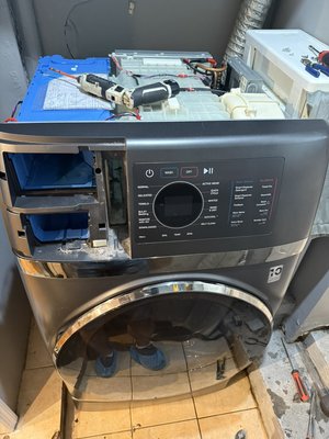 GE Profile Combo repair - I received a request for work on repairing a GE Profile Combo washing machine. The customer told me that when turned on, the washing machine makes a sound and does not start the cycle. After diagnostics, I found out that the sound is made by the drain pump, it is trying to pump out water, but the drain system is clogged. I disassembled the washing machine and found a blockage in the drain hose. I cleaned the hose and the entire drain system. Now the washing machine works perfectly. GE Profile Combo repair - I received a request for work on repairing a GE Profile Combo washing machine. The customer told me that when turned on, the washing machine makes a sound and does not start the cycle. After diagnostics, I found out that the sound is made by the drain pump, it is trying to pump out water, but the drain system is clogged. I disassembled the washing machine and found a blockage in the drain hose. I cleaned the hose and the entire drain system. Now the washing machine works perfectly.