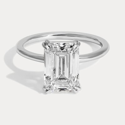 Blake - Emerald Cut Diamond Ring - Classic Solitaire in Platinum with Fully Rounded Band and High Polish Blake - Emerald Cut Diamond Ring - Classic Solitaire in Platinum with Fully Rounded Band and High Polish