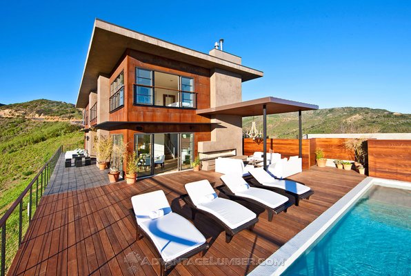 Malibu Ipe Wood Deck - This luxury Malibu home used our Ipe wood decking for their expansive pool deck with a beautiful ocean view. They also used our Ipe wood on the ceiling of their covered seating area. Malibu Ipe Wood Deck - This luxury Malibu home used our Ipe wood decking for their expansive pool deck with a beautiful ocean view. They also used our Ipe wood on the ceiling of their covered seating area.