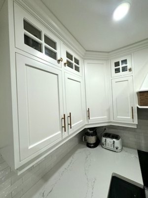 Kitchen Refinish Project - After 10 years this kitchen was starting to show signs of wear and water damage. we took all the doors back to our shop and got them all fixed up good as new. Kitchen Refinish Project - After 10 years this kitchen was starting to show signs of wear and water damage. we took all the doors back to our shop and got them all fixed up good as new.