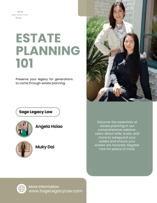 Meet Our Attorneys - At Sage Legacy, we believe in creating personalized, comprehensive plans that focus on 'Life Planning,' not just end-of-life planning. Our goal is to empower you to live without worrying about your assets, your loved ones, and your legacy, knowing they are well protected.
We understand that estate planning can be complex and emotionally challenging, leading many to delay it. Consider us your trusted advisors, here to support you every step of the way in building a secure future. We honor the trust you place in us and strive to maximize the protection of your family and your financial and emotional assets. Meet Our Attorneys - At Sage Legacy, we believe in creating personalized, comprehensive plans that focus on 'Life Planning,' not just end-of-life planning. Our goal is to empower you to live without worrying about your assets, your loved ones, and your legacy, knowing they are well protected.
We understand that estate planning can be complex and emotionally challenging, leading many to delay it. Consider us your trusted advisors, here to support you every step of the way in building a secure future. We honor the trust you place in us and strive to maximize the protection of your family and your financial and emotional assets.