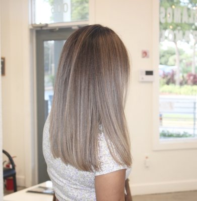 Balayage - The Balayage was a work on a previous one. She wanted a full balayage from the top. We refreshed what she had, toned the brassiness. We also did her roots, haircut, blow dry and flatiron. Balayage - The Balayage was a work on a previous one. She wanted a full balayage from the top. We refreshed what she had, toned the brassiness. We also did her roots, haircut, blow dry and flatiron.