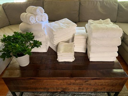 Commercial Client - Here is a load of linens from one of my local Beaverton Commercial Clients. All washed, sorted, folded and ready to go.